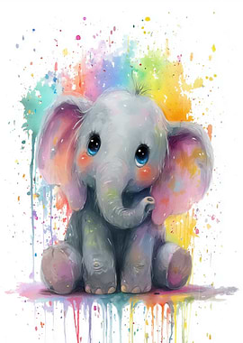 Watercolor Baby Elephant