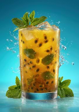 Mango Passion Fruit Cocktail with Mint