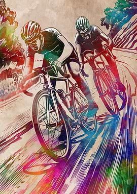 Cycling Race Watercolor Art