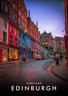 Edinburgh, Scotland street view at dusk