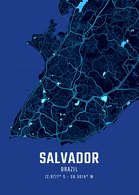 Salvador Midnight City Map