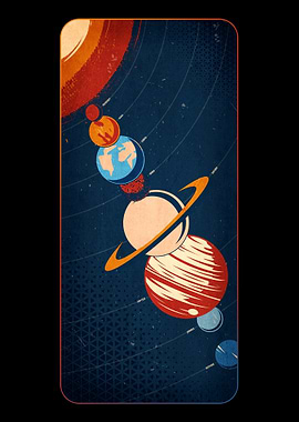 Solar System Retro Art