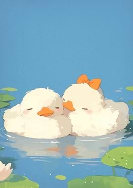 Cute Ducklings Pond