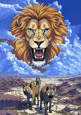 Lion and Hyenas Sky
