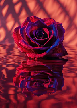 Red and Blue Rose Reflection