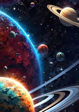 Colorful Planets in Deep Space