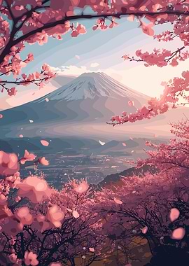 Mount Fuji with Cherry Blossoms