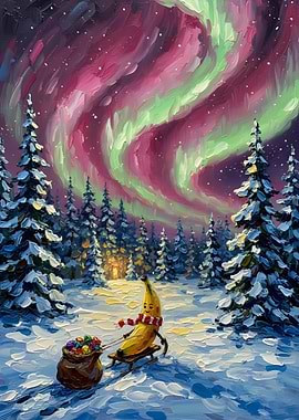 Banana Sleigh Ride Under Aurora Borealis
