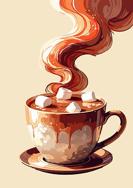 Hot Chocolate with Marshmallows Illustration