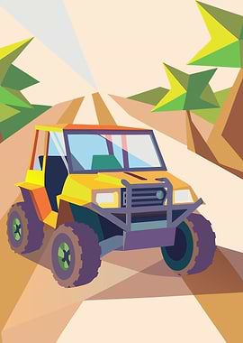Yellow Off-Road Vehicle on Dirt Road