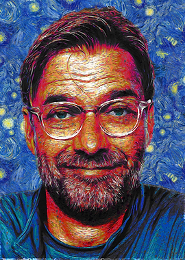 Man's Portrait in Starry Night Style