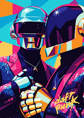 Daft Punk Colorful Pop Art