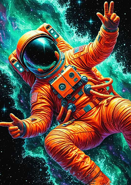 Astronaut Space Peace Sign