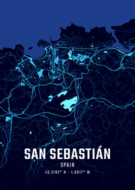 San Sebastián Midnight City Map