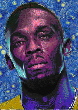 Usain Bolt Portrait in Starry Night Style