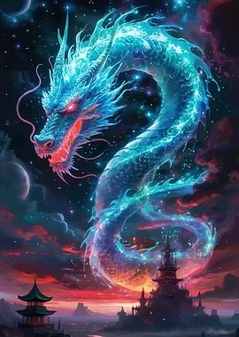 Celestial Dragon Over Asian Landscape