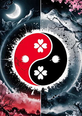 Yin Yang with Cherry Blossoms