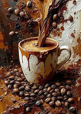 Coffee Pouring into Mug Painting