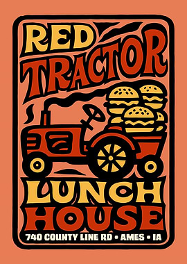 Red Tractor Lunch House Poster