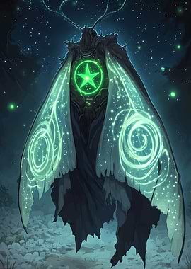 Glowing Moth Creature Dark Landscape