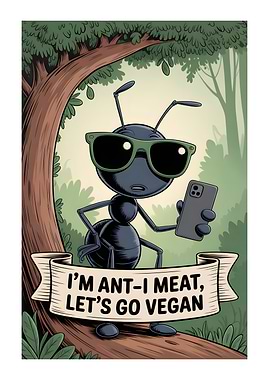 Vegan Ant Cartoon Illustration