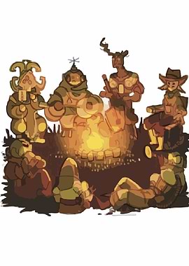 Campfire Gathering of Fantasy Characters