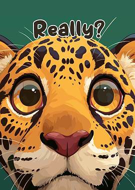 Cartoon Jaguar Close-Up with 'Really?'