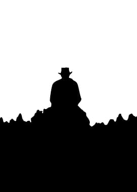 Silhouette of a man with hat