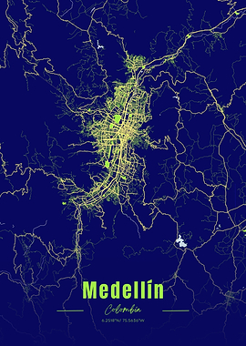 Medellin Colombia City Map