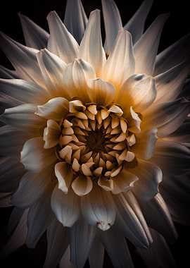 Dahlia Flower - Black & White & Yellow