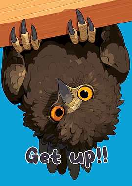 Cartoon Owl Hanging Upside Down