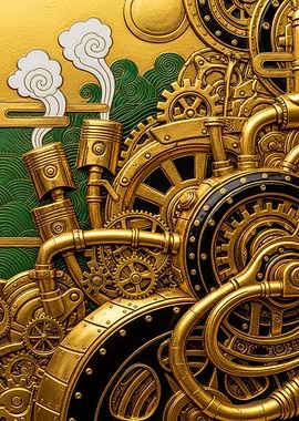 Golden Steampunk Mechanical Art