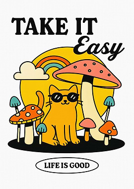 Take It Easy Cat with Mushrooms