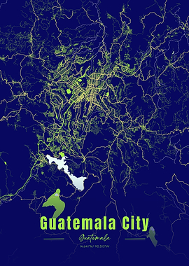 Guatemala City Map Art