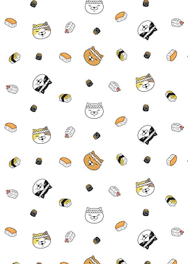 Sushi and Cat Faces Pattern