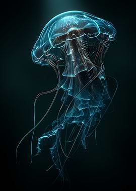 Glowing Jellyfish in Dark Water