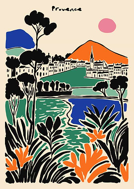 Provence Landscape Illustration