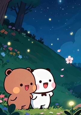 Cute Bears Starry Night Sky