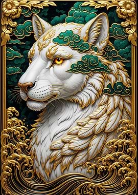 White Tiger Golden Accents