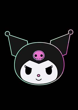 Kuromi face with neon outline