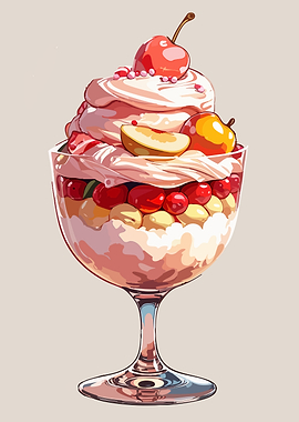 Fruit Parfait Dessert Illustration