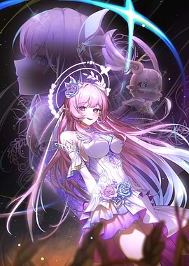 Girl with Pink Hair and Halo