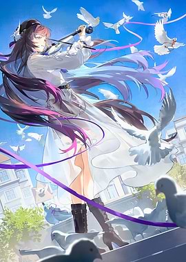 Girl with Doves and Violin