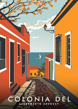 Colonia del Sacramento Uruguay Travel Poster