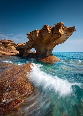 Unique Rock Formation by the Sea