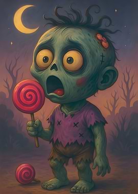 Cartoon Zombie with Lollipop