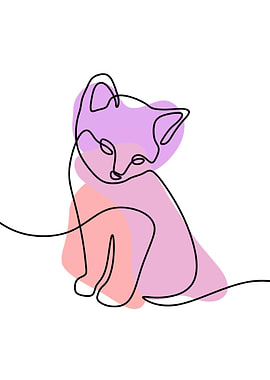 Minimalist Cat Line Art