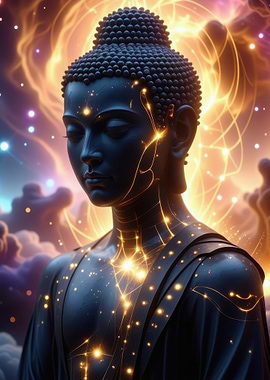 Buddha Statue with Golden Energy