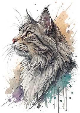 Watercolor Cat Portrait