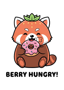 Cute Red Panda Eating Donut